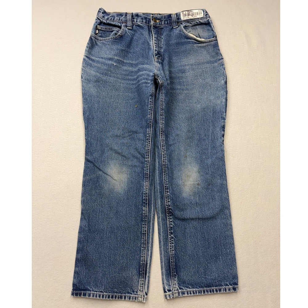 Carhartt FR Jeans Mens 32x27 Blue Denim Flame Resistant Distressed Workwear